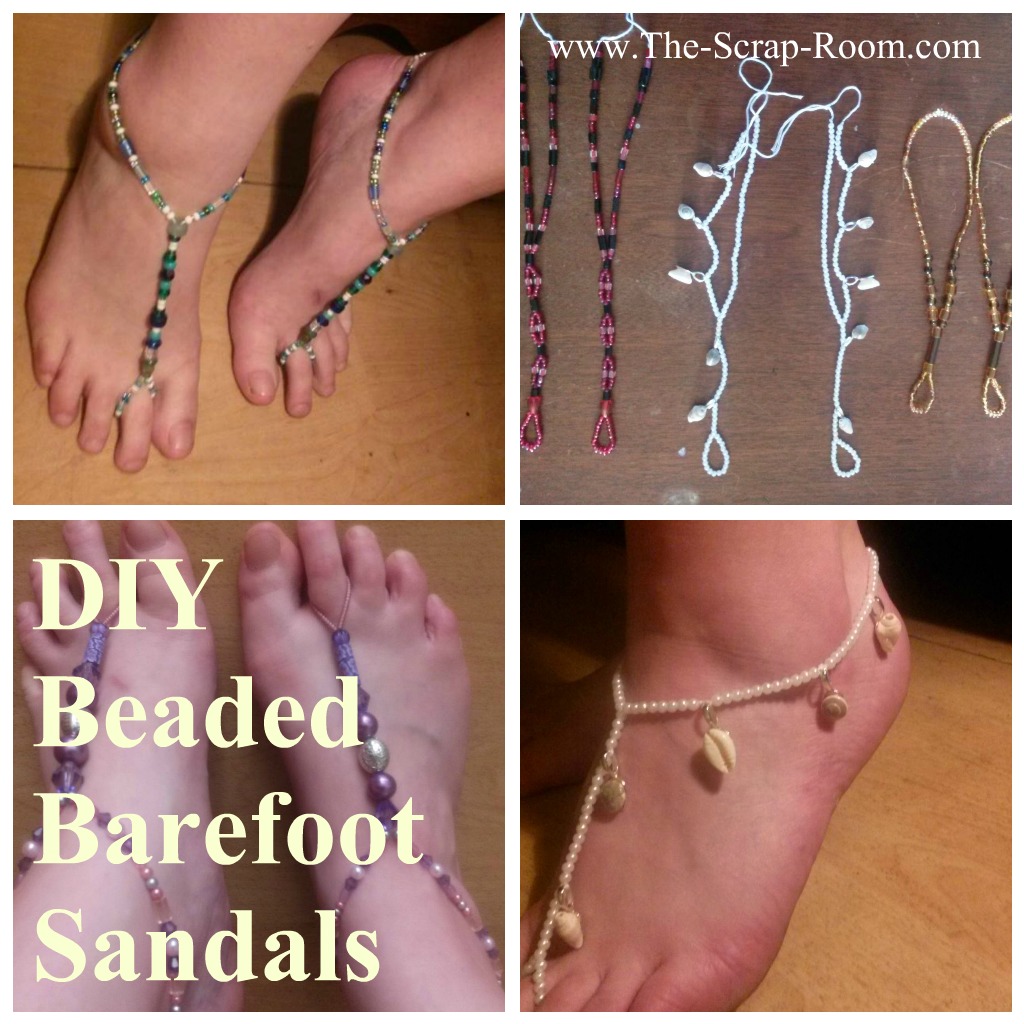 sandals with beads around the ankle